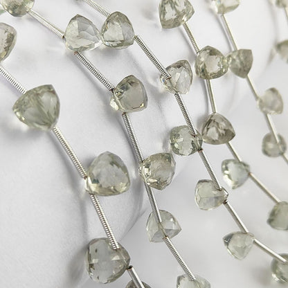 Natural Green Amethyst Trillion Cut Gemstone Beads