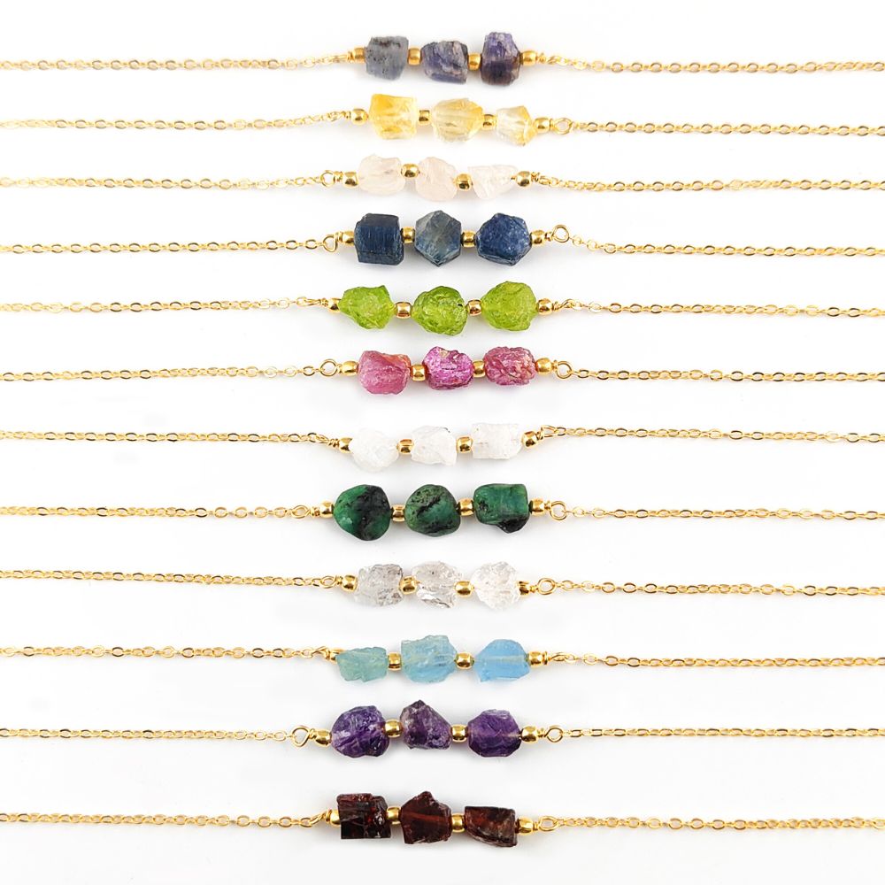 Gold Plated Green Emerald Necklace – Unique May Birthstone Jewelry