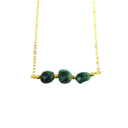Natural Raw Multi Gemstone Handmade Gemstone Necklace Gold Plated Triple Stone Minimalist Jewelry for Women- Selling Per Piece