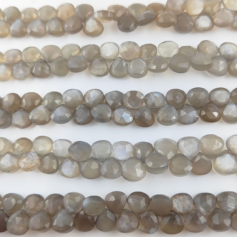 Grey Moonstone Gemstone Beads – Natural Heart Shape for Jewelry Creators