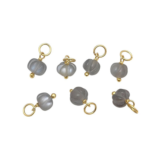 Natural Grey Moonstone Pumpkin Pendant Carved Gemstone Bead for Healing Jewelry- Selling Per Piece