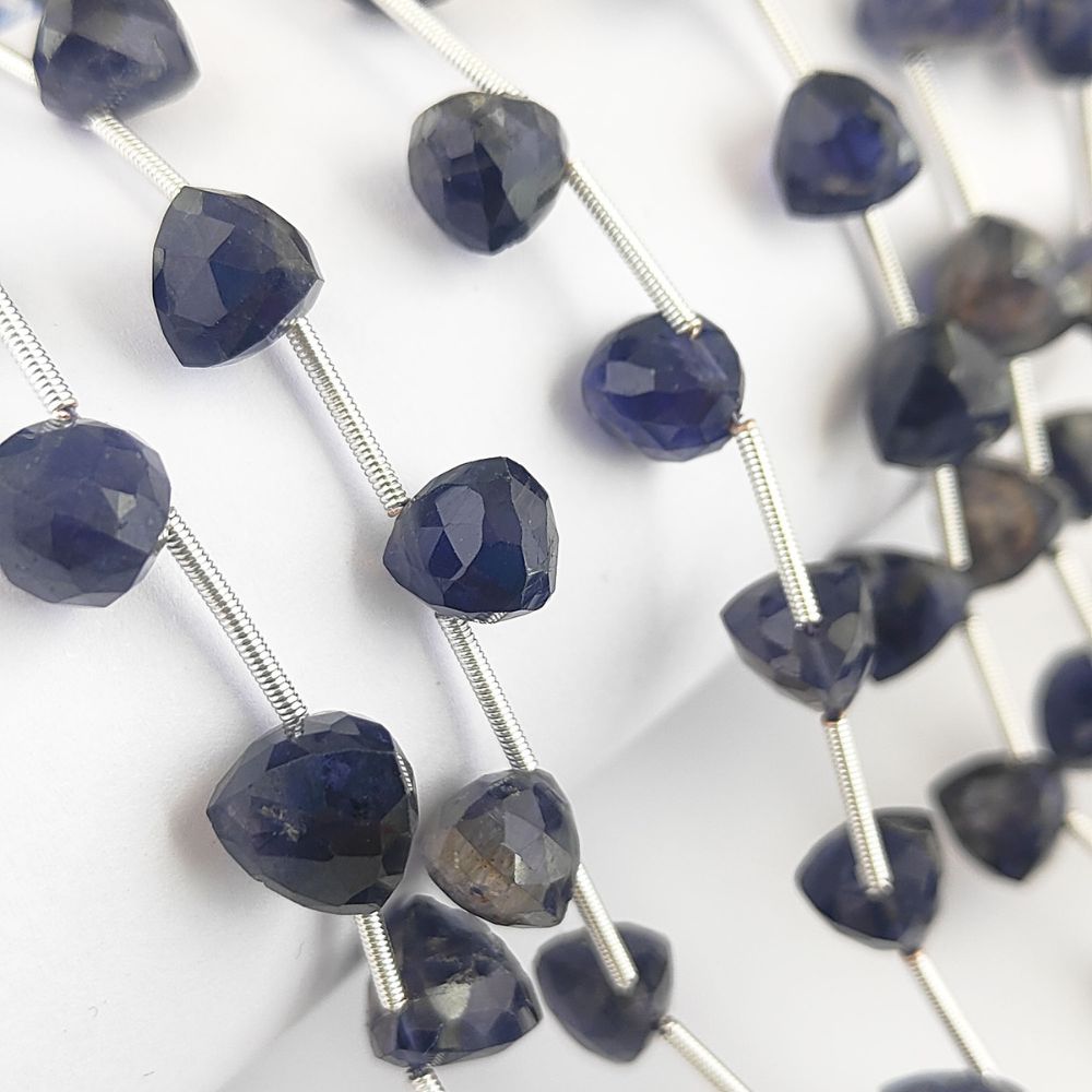 Natural Iolite Gemstone Beads Trillion Faceted for Jewelry