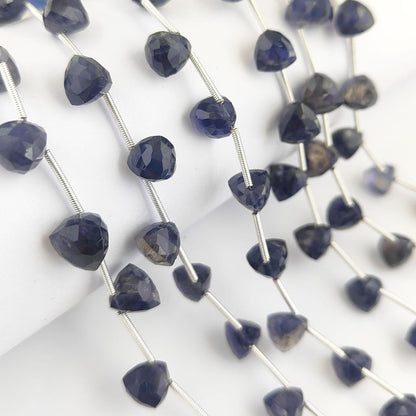 Natural Iolite Gemstone Beads Trillion Faceted for Jewelry