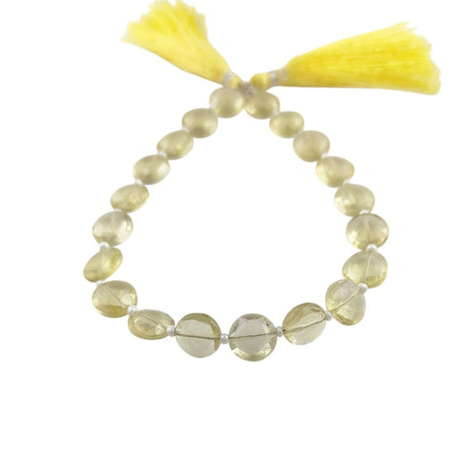 Natural Lemon Quartz Coin Beads