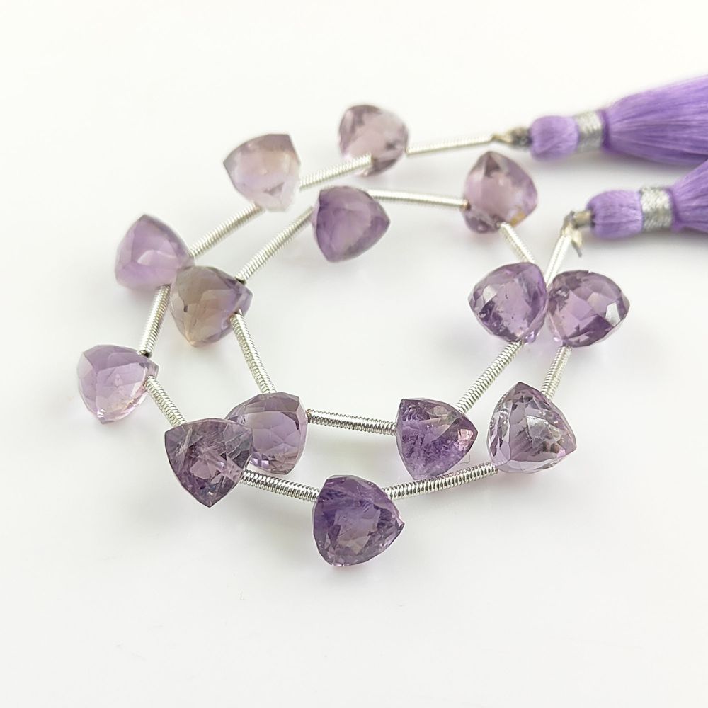 Natural Pink Amethyst Beads Trillion Faceted Gemstones