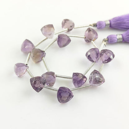 Natural Pink Amethyst Beads Trillion Faceted Gemstones