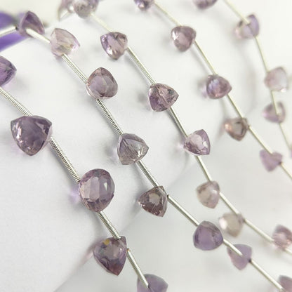 Natural Pink Amethyst Beads Trillion Faceted Gemstones