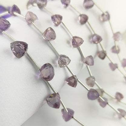 Natural Pink Amethyst Beads Trillion Faceted Gemstones