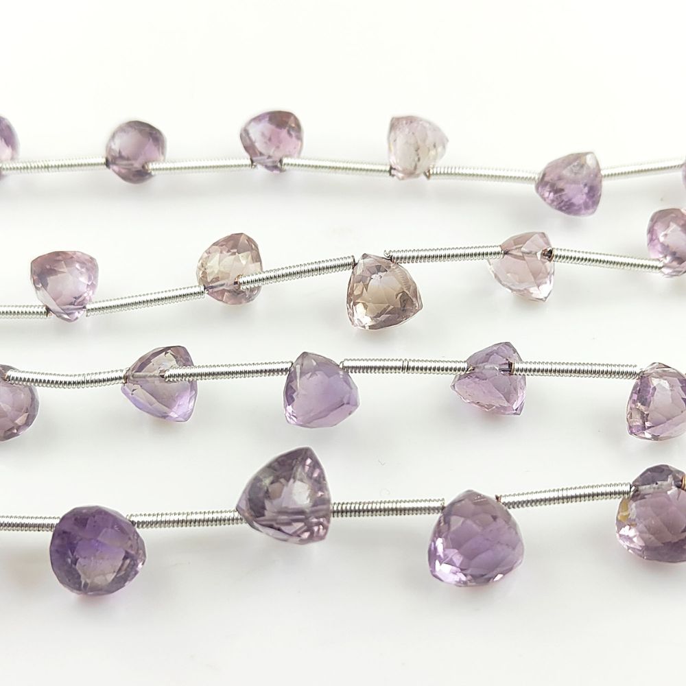 Natural Pink Amethyst Beads Trillion Faceted Gemstones