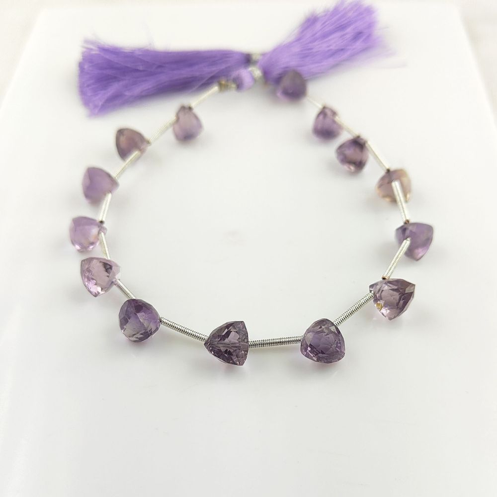 Genuine Pink Amethyst Faceted Beads – Trillion Shape Natural Stones