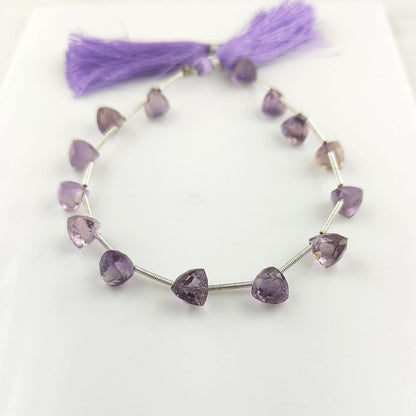 Genuine Pink Amethyst Faceted Beads – Trillion Shape Natural Stones