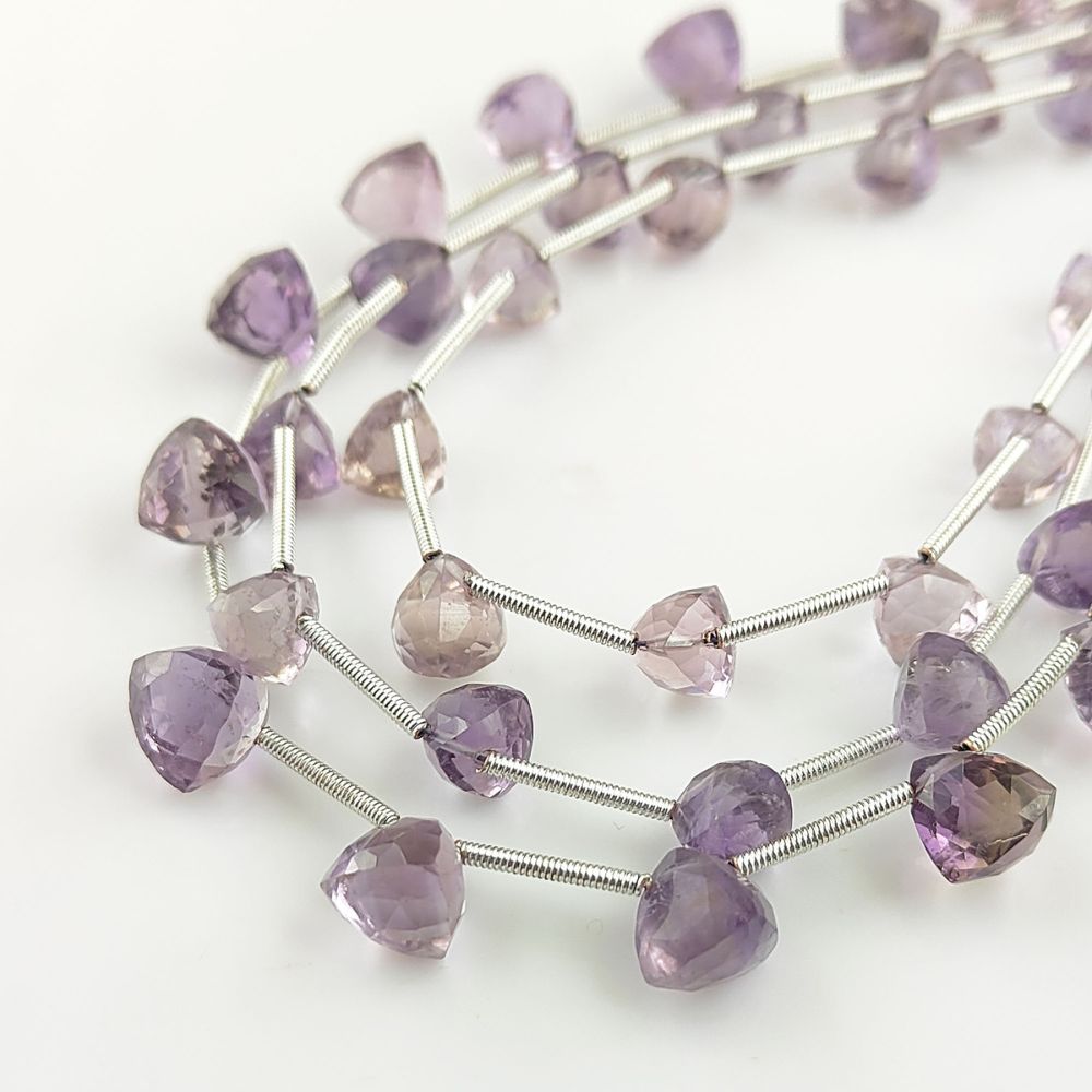 Elegant Pink Amethyst Trillion Cut Gem Beads – Loose Stones for Crafting