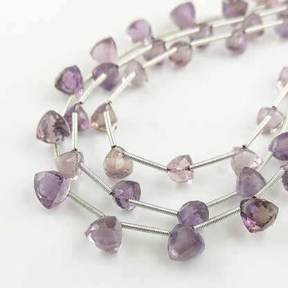 Elegant Pink Amethyst Trillion Cut Gem Beads – Loose Stones for Crafting