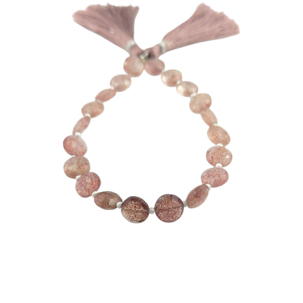 Natural Pink Strawberry Quartz Coin Beads