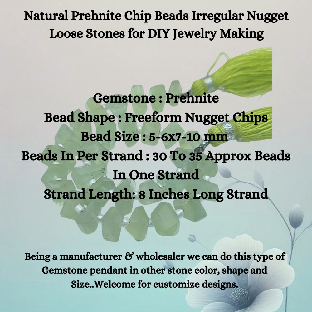 Prehnite Loose Nugget Beads – Raw Gemstone Chips for DIY Jewelry