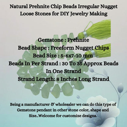 Prehnite Loose Nugget Beads – Raw Gemstone Chips for DIY Jewelry