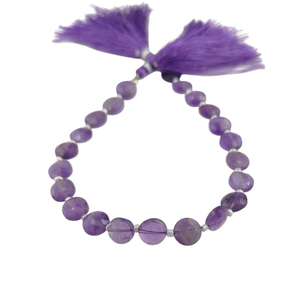Natural Purple Amethyst Coin Beads