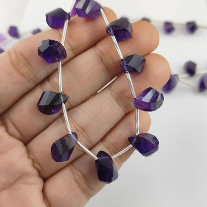 Natural Purple Amethyst Faceted Briolette Twisted Beads