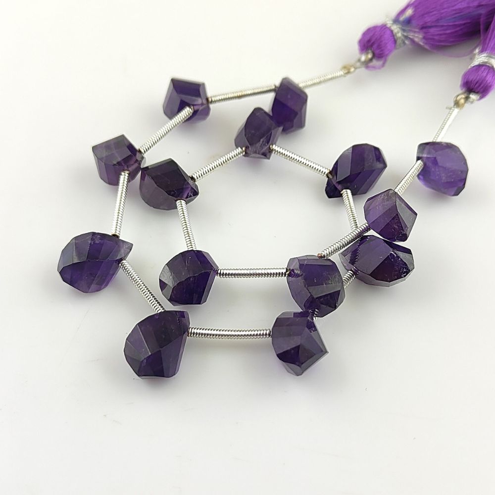 Amethyst Gemstone Beads – Faceted Briolette Twisted Cut for Sparkling Jewelry