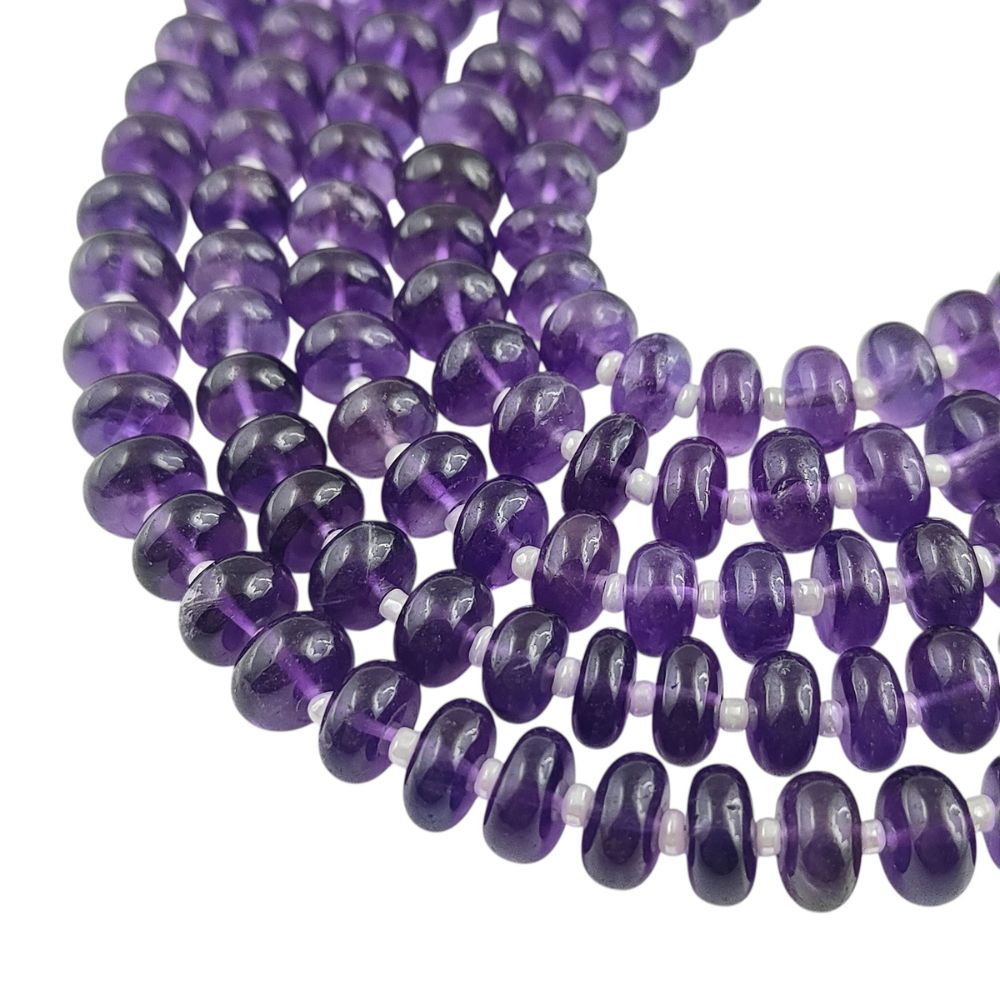 Natural Amethyst Rondelle Beads – High Quality & Vibrant Purple