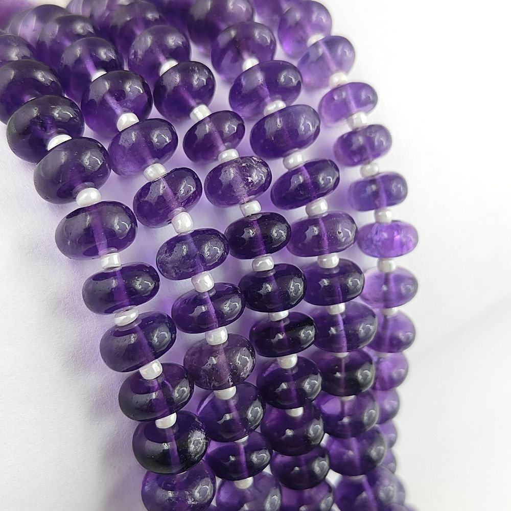 Natural Purple Amethyst Shape High-Quality Gemstone Rondelle Beads
