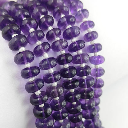Natural Purple Amethyst Shape High-Quality Gemstone Rondelle Beads