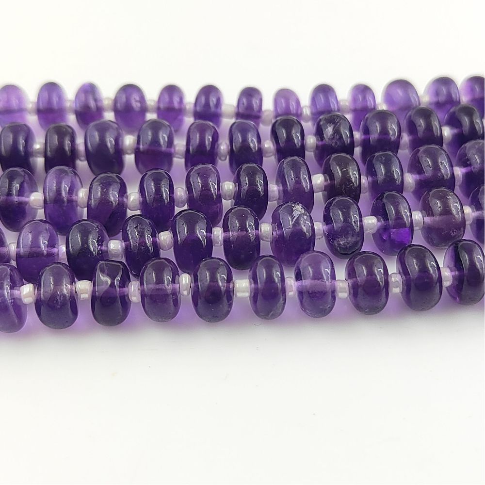 Natural Purple Amethyst Shape High-Quality Gemstone Rondelle Beads