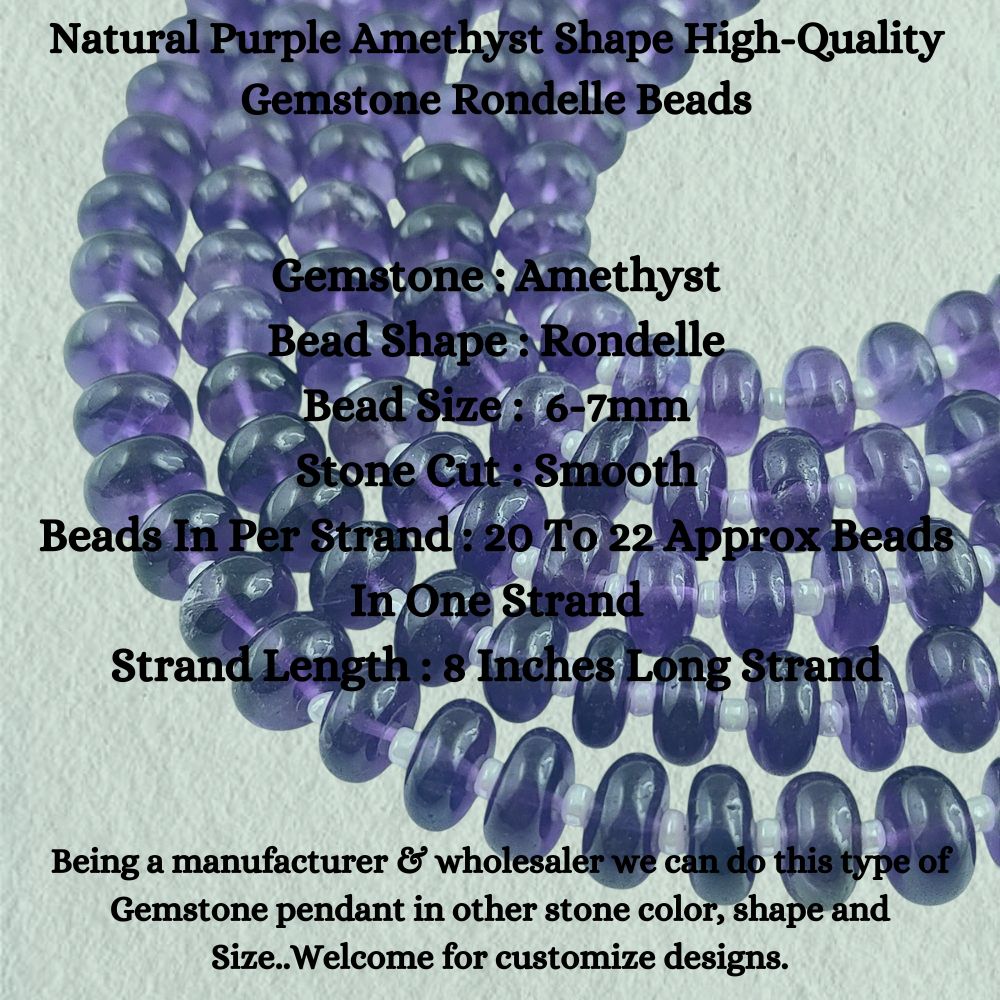 Natural Purple Amethyst Shape High-Quality Gemstone Rondelle Beads
