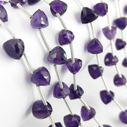 Natural Purple Amethyst Trillion Cut Faceted Gemstone Beads