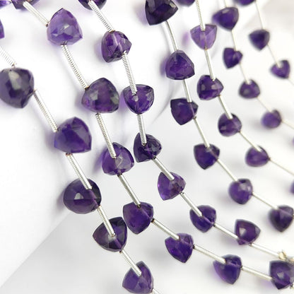 Natural Purple Amethyst Trillion Cut Faceted Gemstone Beads