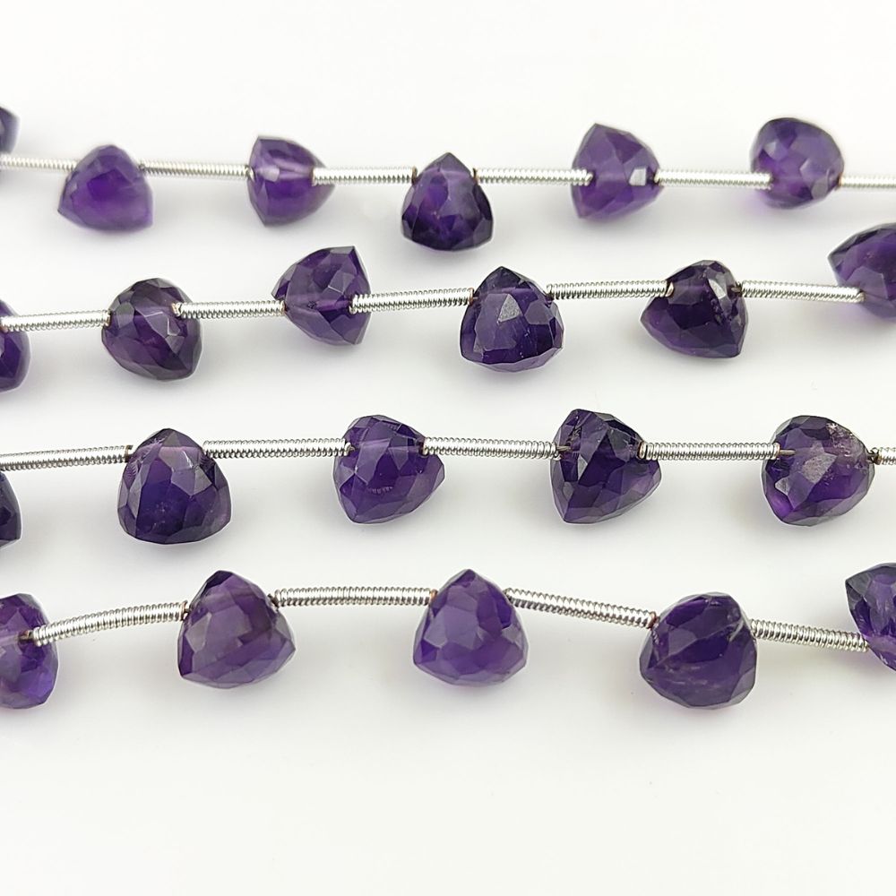 Natural Purple Amethyst Trillion Cut Faceted Gemstone Beads