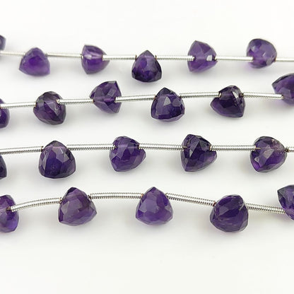 Natural Purple Amethyst Trillion Cut Faceted Gemstone Beads