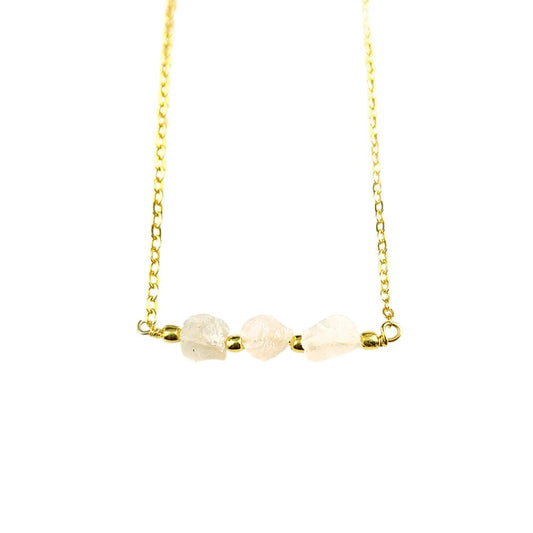 Handmade Minimalist Raw Rose Quartz Necklace – Gold Plated Love & Healing Stone