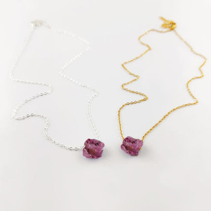 Handmade Ruby Crystal Necklace – Bold Red Gemstone Pendant