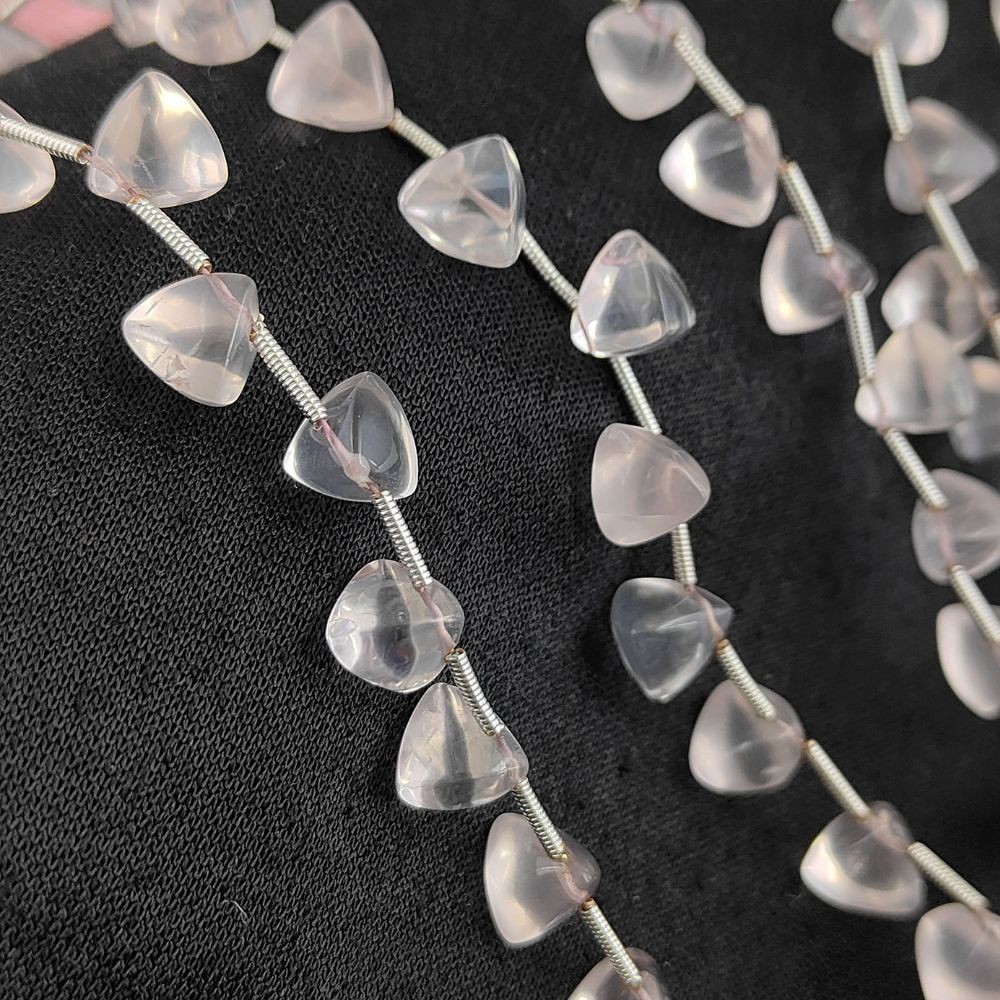 Light pink rose quartz trillion briolettes for wire wrapping