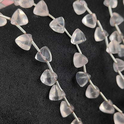 Light pink rose quartz trillion briolettes for wire wrapping
