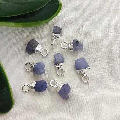 Natural Rough Gemstone Charms 5–7mm Raw Crystal Pendants with Electroplated Cap DIY Jewelry Supplies- Selling Per Piece