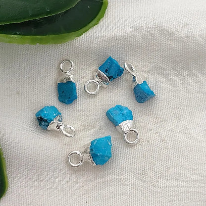 Natural Rough Gemstone Charms 5–7mm Raw Crystal Pendants with Electroplated Cap DIY Jewelry Supplies- Selling Per Piece