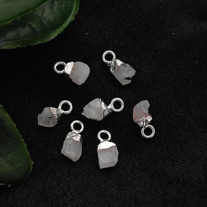Natural Rough Gemstone Charms 5–7mm Raw Crystal Pendants with Electroplated Cap DIY Jewelry Supplies- Selling Per Piece