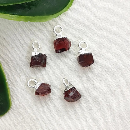 Natural Rough Gemstone Charms 5–7mm Raw Crystal Pendants with Electroplated Cap DIY Jewelry Supplies- Selling Per Piece