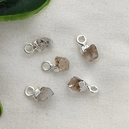 Natural Rough Gemstone Charms 5–7mm Raw Crystal Pendants with Electroplated Cap DIY Jewelry Supplies- Selling Per Piece