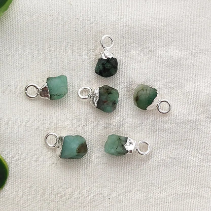 Natural Rough Gemstone Charms 5–7mm Raw Crystal Pendants with Electroplated Cap DIY Jewelry Supplies- Selling Per Piece