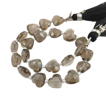 Natural Smoky Quartz Faceted Heart Beads