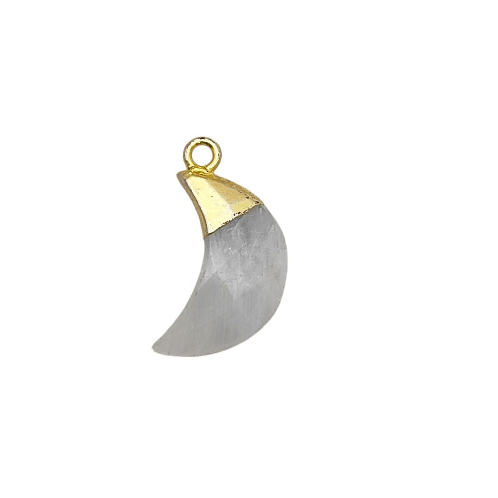 White Moonstone Crescent Pendant – Healing Crystal Charm for Jewelry Making