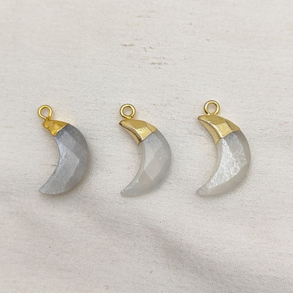 Healing White Moonstone Crescent Charm – Crystal Pendant for Jewelry Designers
