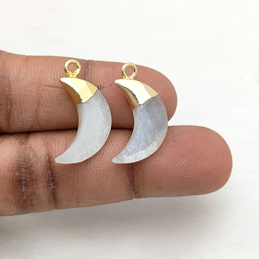 White Moonstone Crescent – Soft Crystal Charm for DIY Handmade Jewelry
