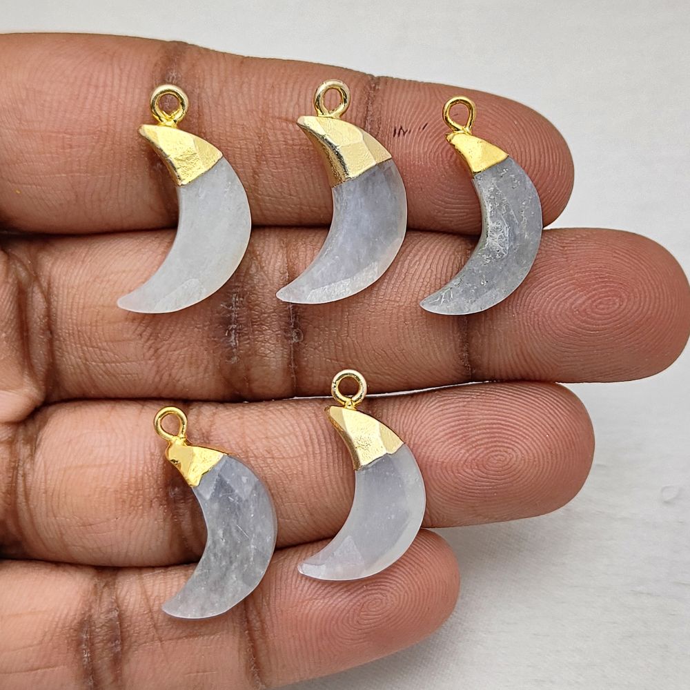 Soft White Moonstone Crescent Pendant – Healing Gemstone for Jewelry Projects