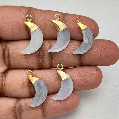 Soft White Moonstone Crescent Pendant – Healing Gemstone for Jewelry Projects