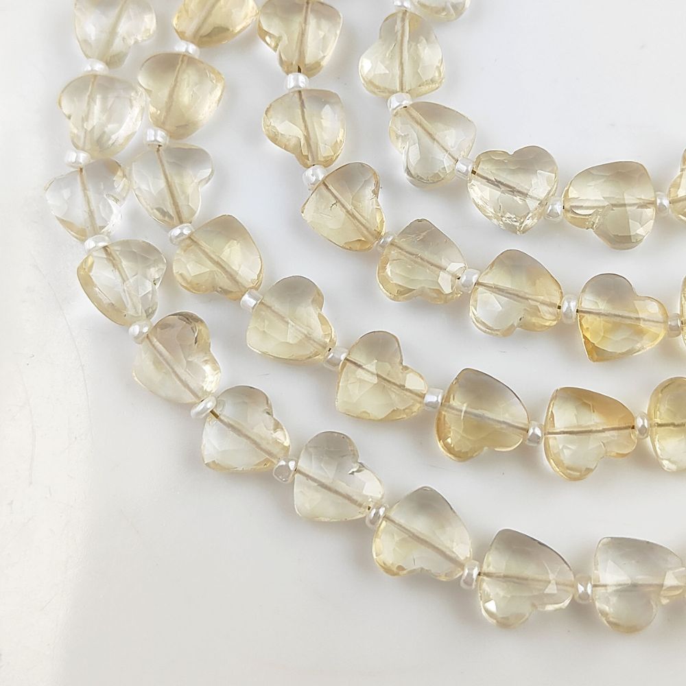 Natural Yellow Citrine Faceted Heart Shaped Gemstone Beads Elegant & Unique Handmade Jewelry