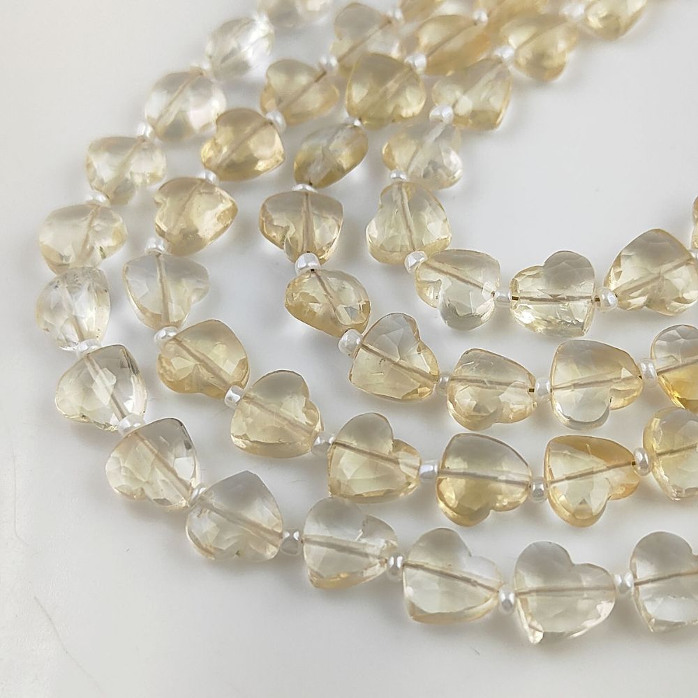 Natural Yellow Citrine Faceted Heart Shaped Gemstone Beads Elegant & Unique Handmade Jewelry